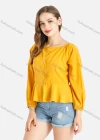 Wholesale Women's Casual Ruched Ruffle Trim Button Down Blouse - Liuhuamall
