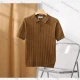 Wholesale Men's Casual Plain Ribbed Short Sleeve Polo Shirt E75030# Coffee Clothing Wholesale Market Liuhua