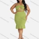 Wholesale Women's Sexy Clubwear Cutout Spaghetti Strap Sleeveless Ruffle Hem Bodycon Plain Dress 49# Clothing Wholesale Market Liuhua