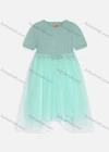 Wholesale Girls' Casual Short Sleeve Splicing Lace Rib Knit Dress MB22ALQ632# - Liuhuamall