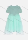 Wholesale Girls' Casual Short Sleeve Splicing Lace Rib Knit Dress MB22ALQ632# - Liuhuamall