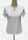 Wholesale Women's Casual Keyhole Neck Short Sleeve Lace Up Blouse - Liuhuamall