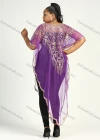 Wholesale Women's Muslim Islamic Glamorous Triangle Hem Arabic Dubai Sequin Mesh Translucent Cover Up Cloak - Liuhuamall