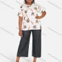Wholesale Women's Cartoon Graphic Round Neck Short Sleeve T-Shirt 2 Piece Set preview