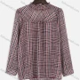 Wholesale Women's Ruched Ruffle Trim Striped Plaid Long Sleeve Blouse preview