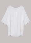 Wholesale Women's Casual Half Sleeve Round Neck Pearl Decor Lace Trim Oversized Blouse - Liuhuamall
