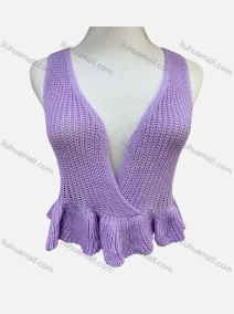 Wholesale Women's Sexy Deep V Neck Ruffle Hem Plain Wrap Crop Knit Top 8164#, LIUHUA CLOTHING WHOLESALE