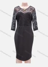 Wholesale Women's Plain Guipure Lace Round Neck Zip Back Long Sleeve Knee Length Dress - Liuhuamall