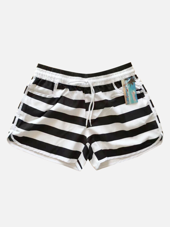 Women's Vacation Striped Pockets Drawstring Beach Shorts, Clothing Wholesale Market -LIUHUA, 