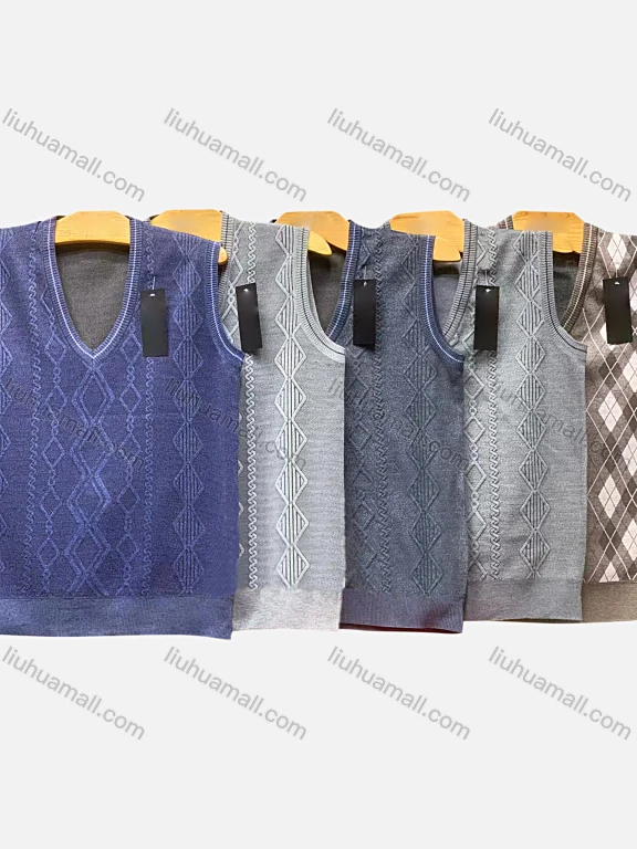 Wholesale Men's Casual Cable Knit V Neck Sweater Vest
