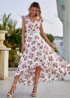 Wholesale Women's Casual Floral Print V Neck High Waist Midi Dress - Liuhuamall