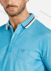 Wholesale Men's Casual Plain Embroidered Patch Pocket Striped Trim Short Sleeve Polo Shirt - Liuhuamall