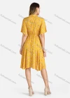 Wholesale Women's Ditsy Floral Print Short Sleeve Drawstring Waist Pleated Dress - Liuhuamall
