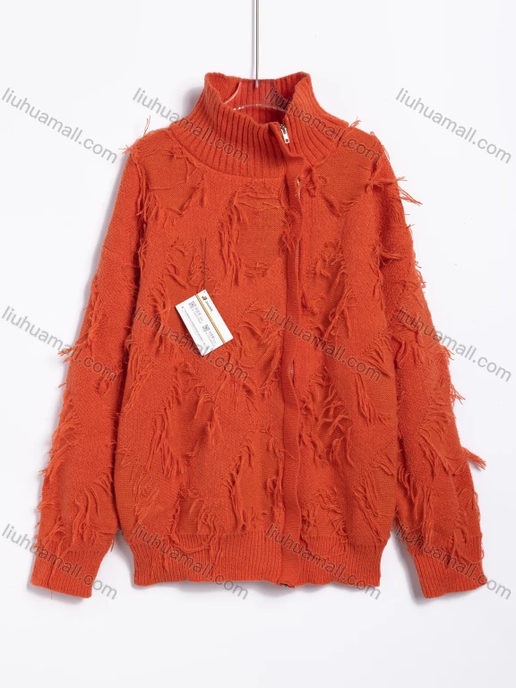 Wholesale Men's Casual Distressed Fringed Turtleneck Knit Sweater