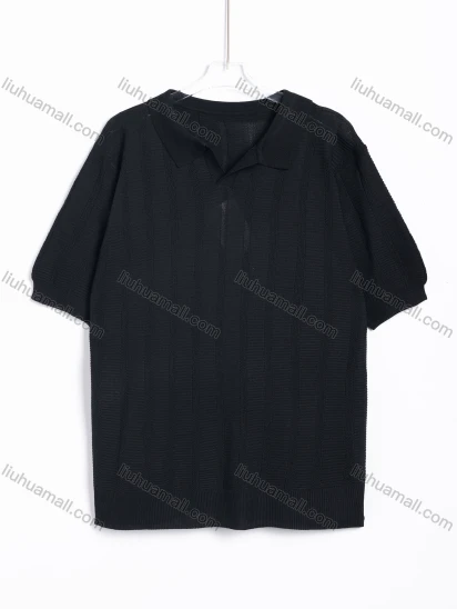 Wholesale Men's Casual Ribbed Knit Short Sleeve Polo Shirt