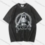 Wholesale Unisex Fashion Distressed Crew Neck Loose Fit Graphic 100%Cotton Short Sleeve Tee QX08# preview