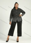 Wholesale Women's Collared Button Front Dual Pockets Long Sleeve Chevron Print Knitted Coat - Liuhuamall