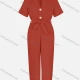 Wholesale Women's Casual Plain Lapel Button Front Tie Front Jumpsuit 8# Clothing Wholesale Market Liuhua