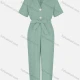 Wholesale Women's Casual Plain Lapel Button Front Tie Front Jumpsuit 20# Clothing Wholesale Market Liuhua