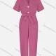 Wholesale Women's Casual Plain Lapel Button Front Tie Front Jumpsuit 31# Clothing Wholesale Market Liuhua