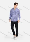 Wholesale Men's Casual Collared Long Sleeve Slim Fit Allover Print Shirt - Liuhuamall