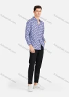 Wholesale Men's Casual Collared Long Sleeve Slim Fit Allover Print Shirt - Liuhuamall