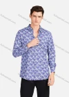 Wholesale Men's Casual Collared Long Sleeve Slim Fit Allover Print Shirt - Liuhuamall