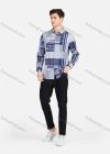 Wholesale Men's Casual Collared Long Sleeve Slim Fit Letter Striped Shirt - Liuhuamall