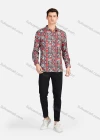 Wholesale Men's Casual Collared Long Sleeve Slim Fit Plaid Leopard Splicing Shirt - Liuhuamall