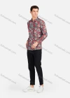 Wholesale Men's Casual Collared Long Sleeve Slim Fit Plaid Leopard Splicing Shirt - Liuhuamall