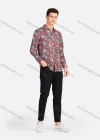 Wholesale Men's Casual Collared Long Sleeve Slim Fit Plaid Leopard Splicing Shirt - Liuhuamall