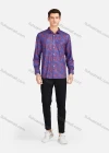 Wholesale Men's Casual Collared Long Sleeve Slim Fit Floral Print Shirt - Liuhuamall
