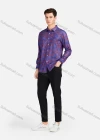 Wholesale Men's Casual Collared Long Sleeve Slim Fit Floral Print Shirt - Liuhuamall