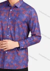 Wholesale Men's Casual Collared Long Sleeve Slim Fit Floral Print Shirt - Liuhuamall