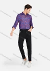 Wholesale Men's Casual Collared Long Sleeve Slim Fit Floral Print Shirt - Liuhuamall