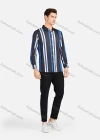 Wholesale Men's Casual Collared Long Sleeve Slim Fit Striped Shirt - Liuhuamall