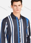 Wholesale Men's Casual Collared Long Sleeve Slim Fit Striped Shirt - Liuhuamall