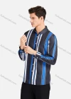 Wholesale Men's Casual Collared Long Sleeve Slim Fit Striped Shirt - Liuhuamall