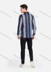 Wholesale Men's Casual Collared Long Sleeve Slim Fit Striped Shirt - Liuhuamall