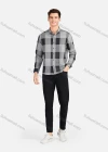 Wholesale Men's Casual Collared Long Sleeve Slim Fit Plaid Shirt - Liuhuamall