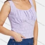 Wholesale Women's Casual Square Neck Ruched Hollow Out Crop Sleeveless Tops preview