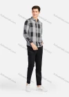 Wholesale Men's Casual Collared Long Sleeve Slim Fit Plaid Shirt - Liuhuamall