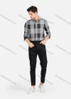 Wholesale Men's Casual Collared Long Sleeve Slim Fit Plaid Shirt - Liuhuamall