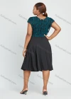 Wholesale Women's Plus Size Elegant Flounce Sleeve Embroidery Splicing Print Midi Dress - Liuhuamall