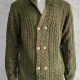Wholesale Men's Casual Collared Double Breasted Plain Cable Knit Jackets Army Green Clothing Wholesale Market Liuhua