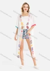 Wholesale Women's Open Front Colorful Crochet Floral Trim Pompom Trim White Cardigan - Liuhuamall