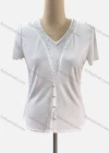 Wholesale Women's Casual V Neck Short Sleeve Rhinestone Blouse - Liuhuamall