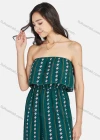 Wholesale Women's Strapless Vacation Tribal Print loose Fit Jumpsuit - Liuhuamall