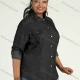 Wholesale Women's Plus Size Long Sleeve Button Rhinestone Denim Casual Shirt Black Clothing Wholesale Market Liuhua