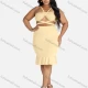 Wholesale Women's Sexy Clubwear Cutout Spaghetti Strap Sleeveless Ruffle Hem Bodycon Plain Dress 57# Clothing Wholesale Market Liuhua